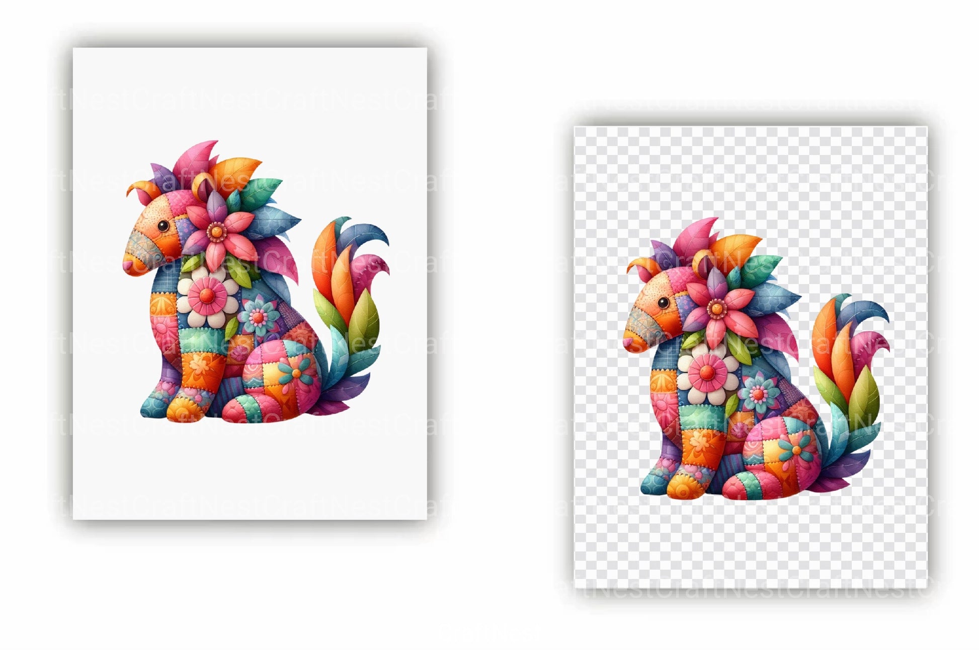 Patchwork Animals Clipart Bundle - CraftNest - Digital Crafting and Art