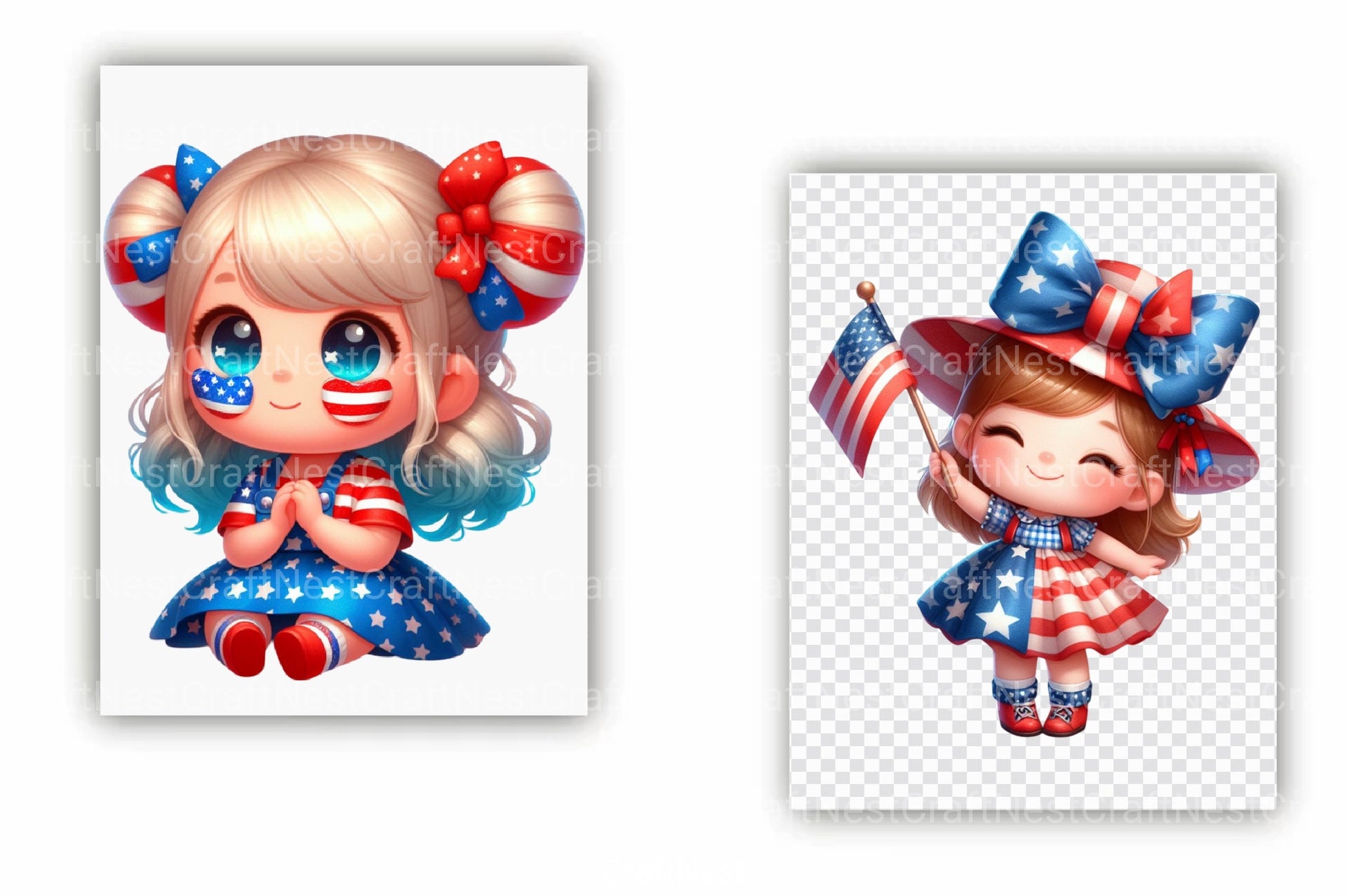 Patriotic Little Girl Clipart Bundle 99 - CraftNest - Digital Crafting and Art