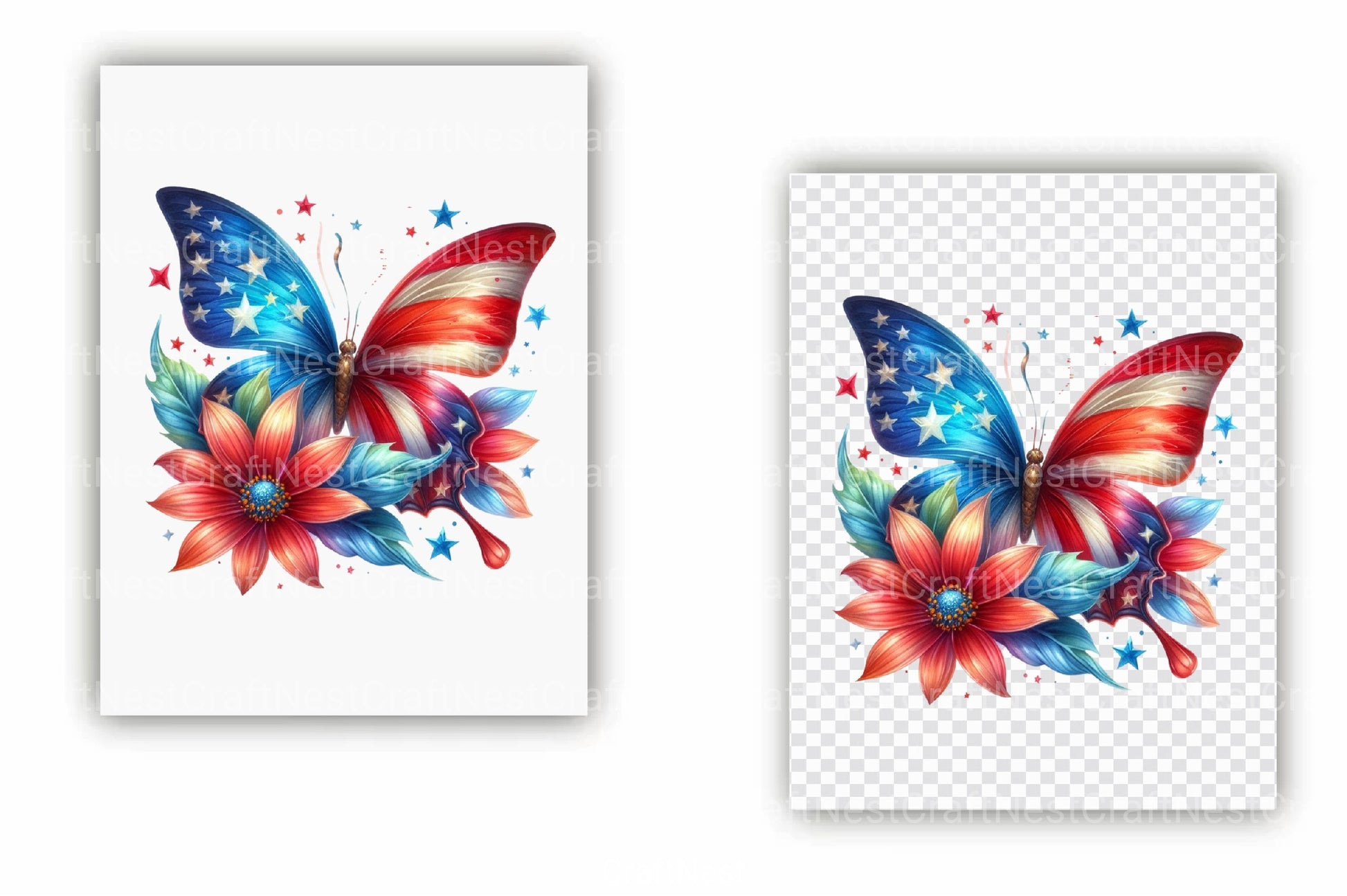 4th of July Butterfly Clipart Bundle - CraftNest - Digital Crafting and Art