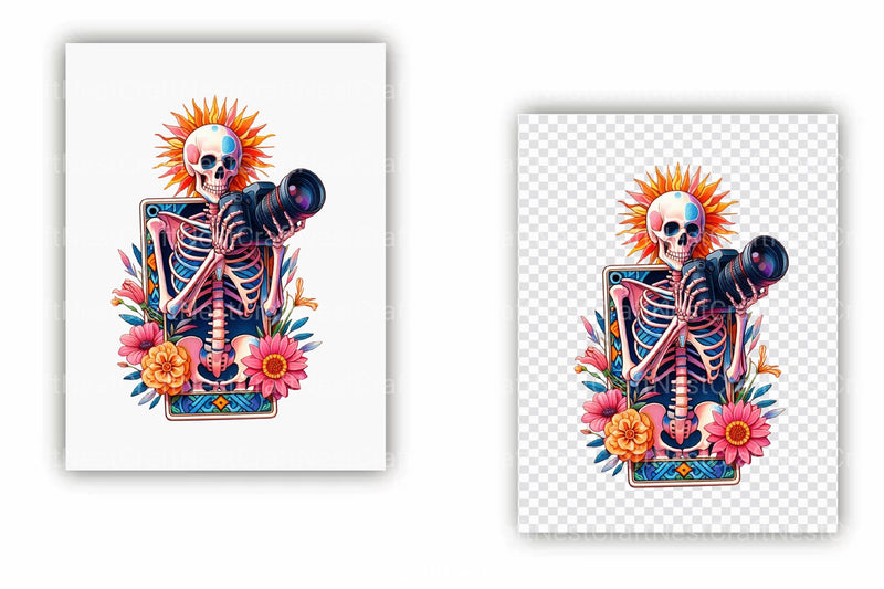 Photographer Skeleton Tarot Card Clipart Bundle - CraftNest - Digital Crafting and Art