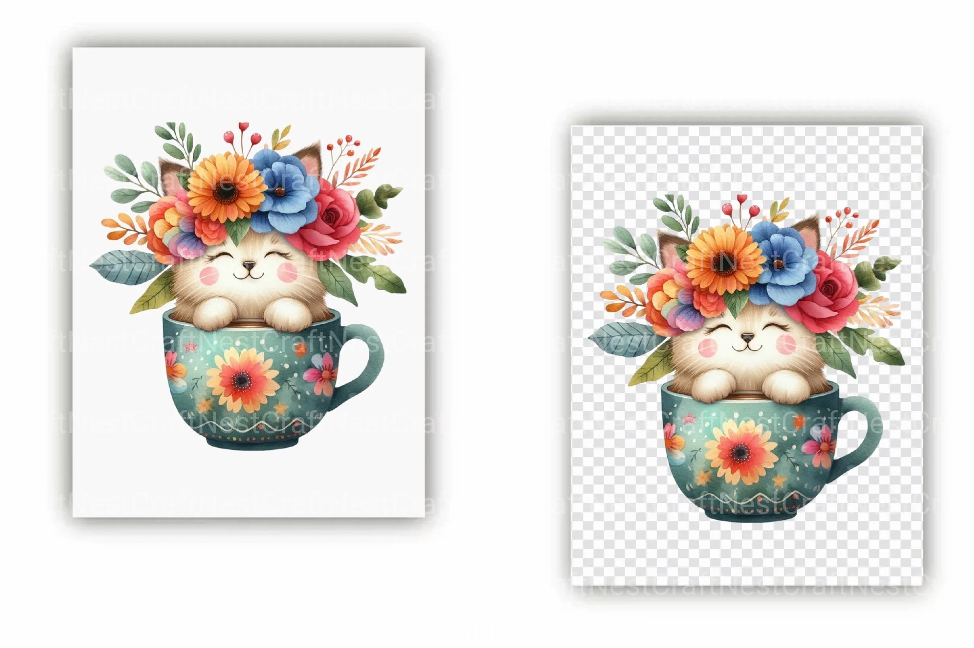 Floral Coffee & Animals Clipart Bundle - CraftNest - Digital Crafting and Art