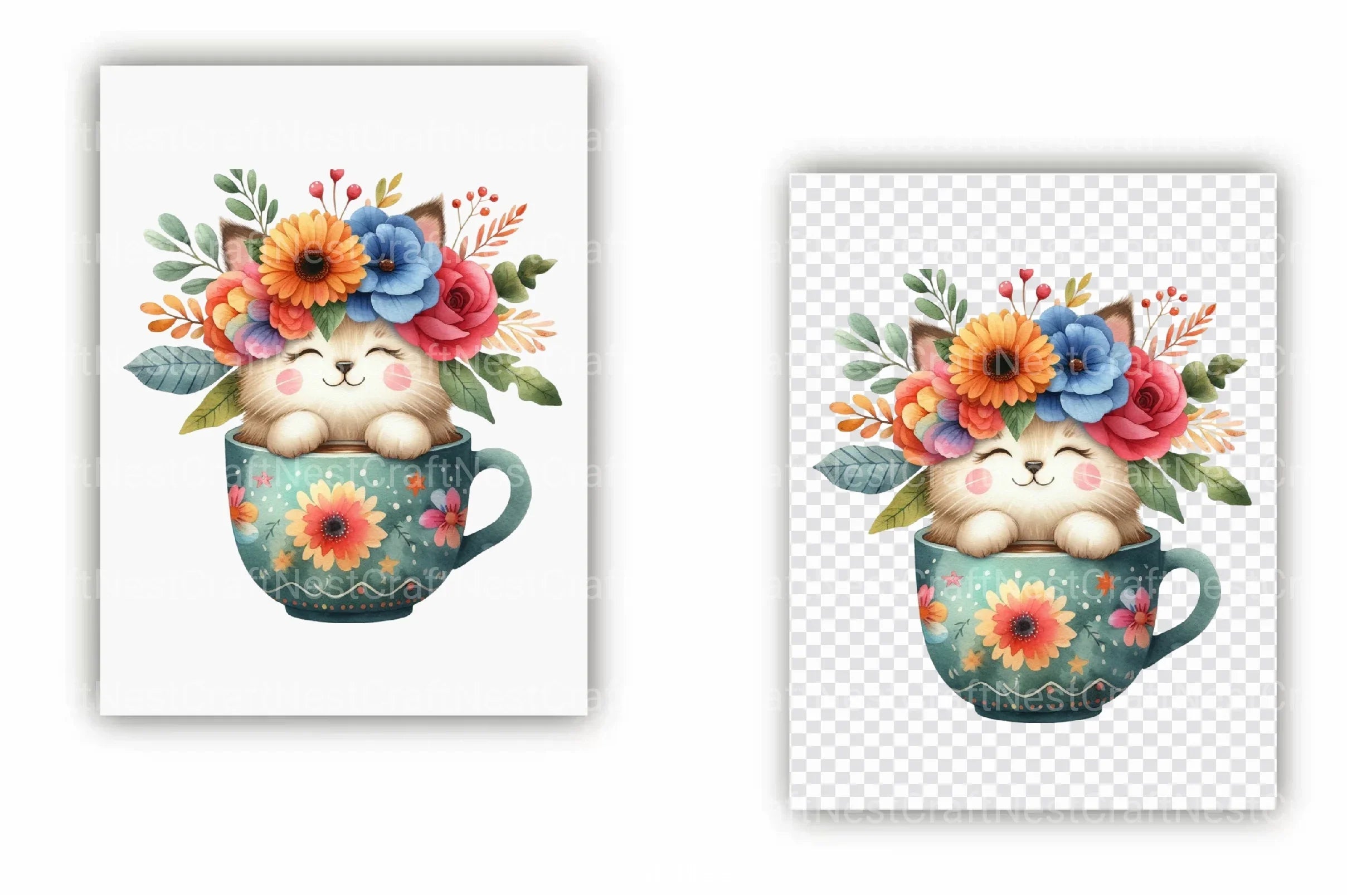 Floral Coffee & Animals Clipart Bundle - CraftNest - Digital Crafting and Art