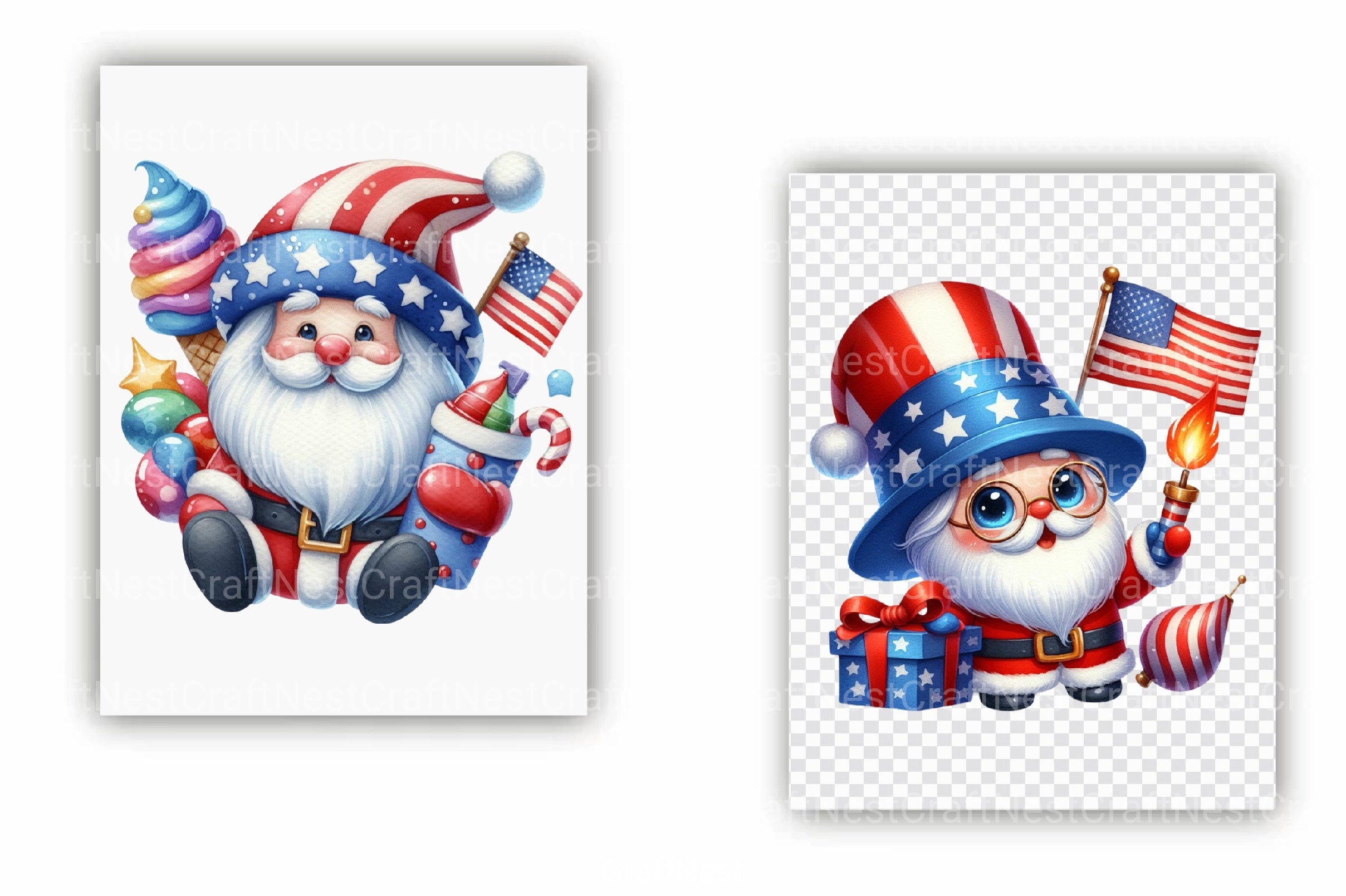 Funny Santa Claus 4th of July Clipart Bundle - CraftNest - Digital Crafting and Art