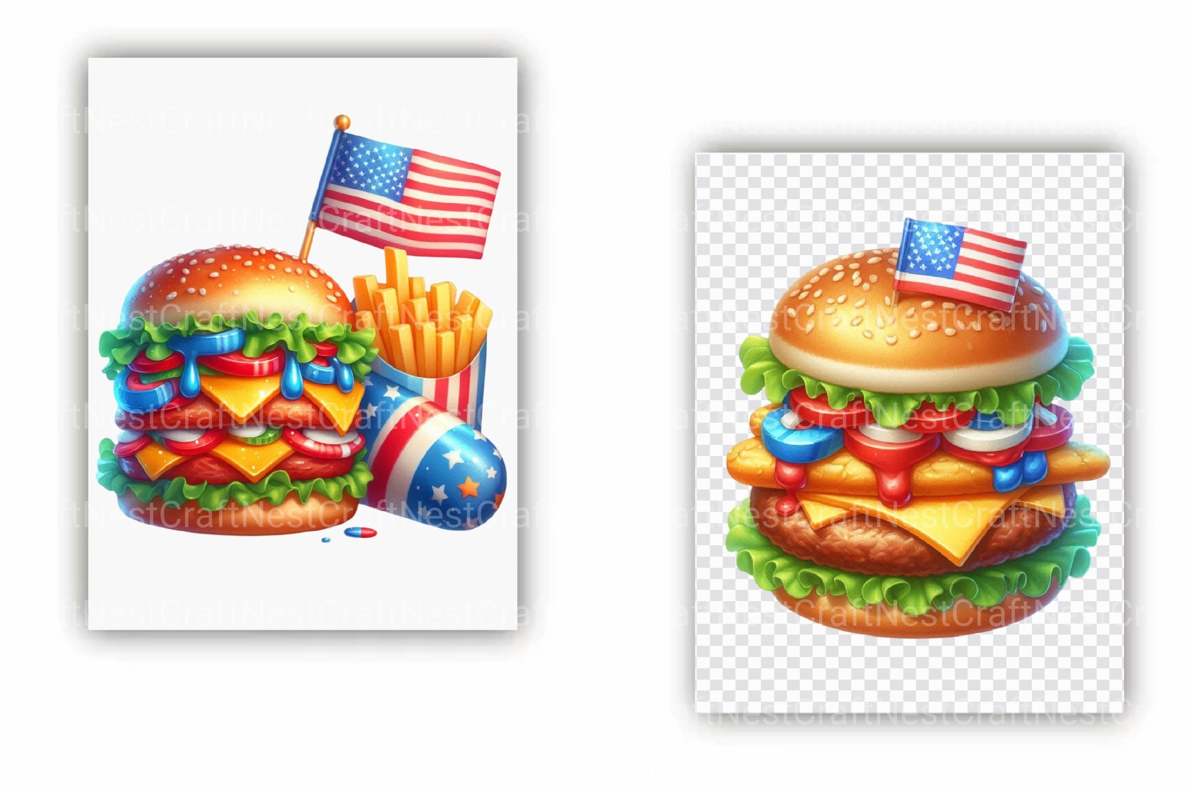 4th of July Fast Food Clipart Bundle 6 - CraftNest - Digital Crafting and Art