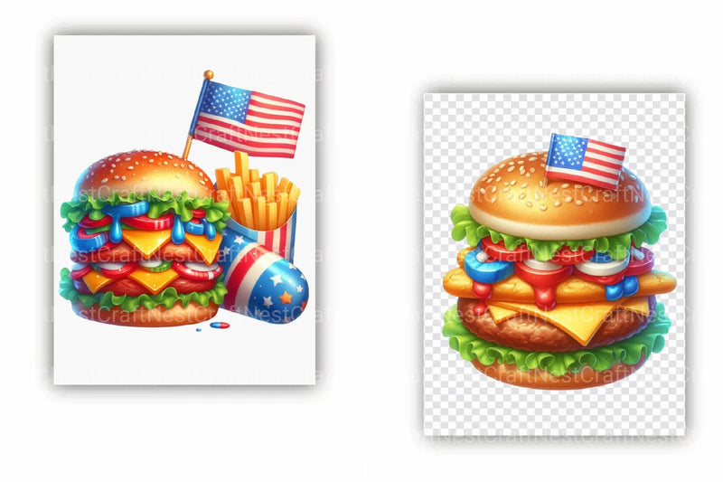 4th of July Fast Food Clipart Bundle 6 - CraftNest - Digital Crafting and Art