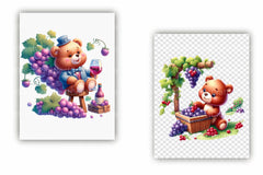 Bear in Grape Garden Clipart Bundle 44 - CraftNest - Digital Crafting and Art