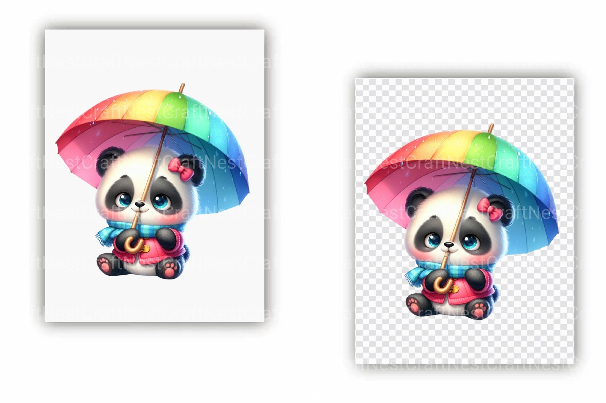 Funny Little Pandas Umbrella Clipart Bundle 1 - CraftNest - Digital Crafting and Art