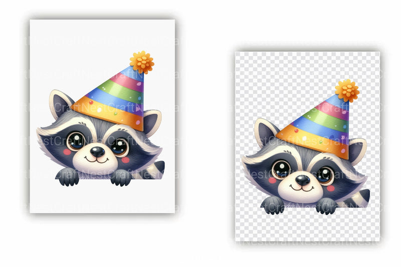 Cute Birthday Raccoons Clipart Bundle - CraftNest - Digital Crafting and Art