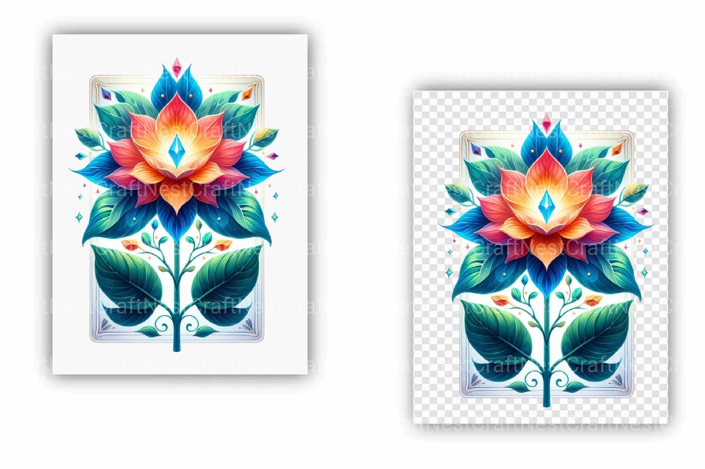 Flowers Tarot Cards Clipart Bundle 1 - CraftNest - Digital Crafting and Art