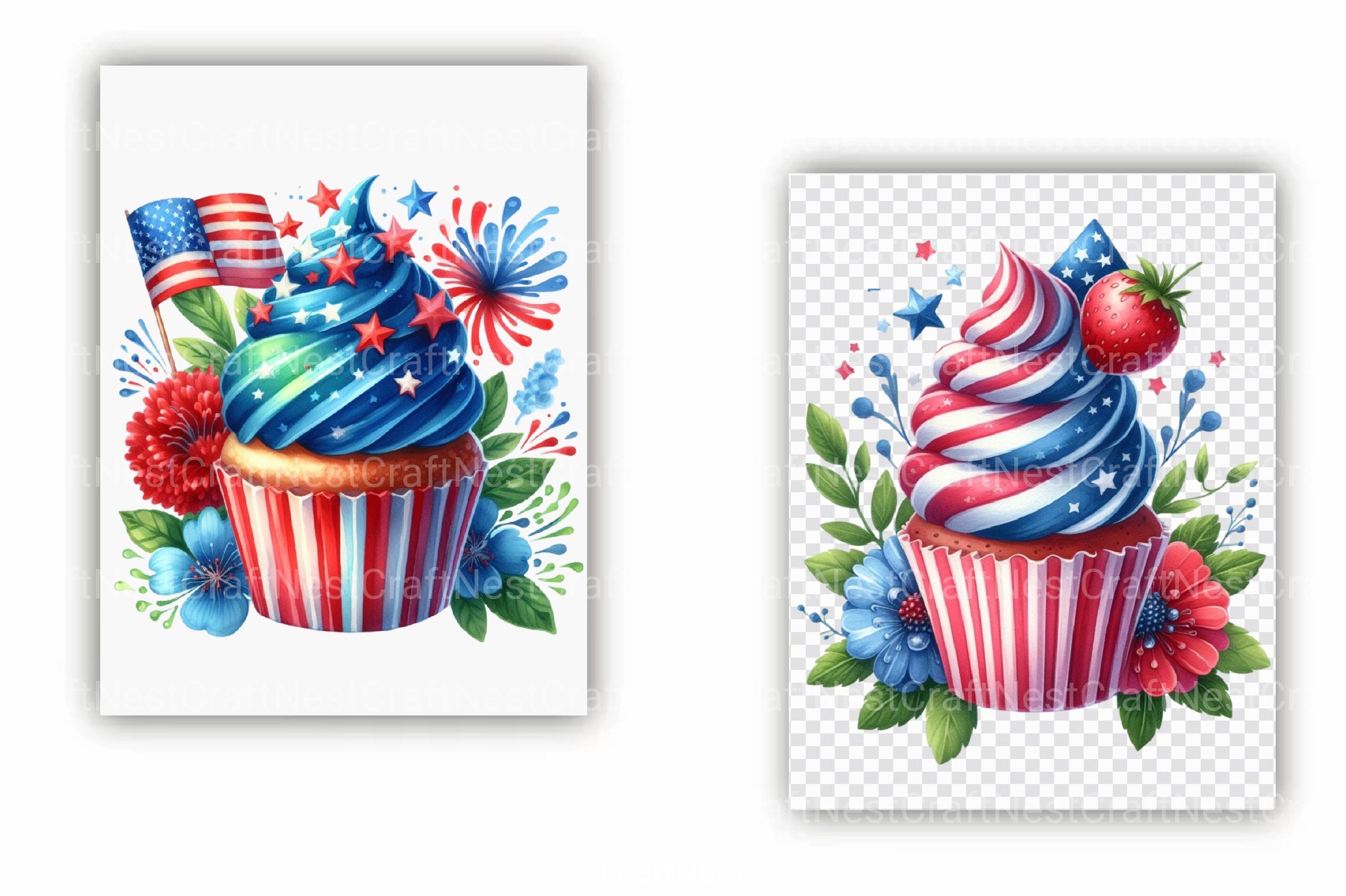 4th of July Cupcakes Clipart Bundle 1 - CraftNest - Digital Crafting and Art