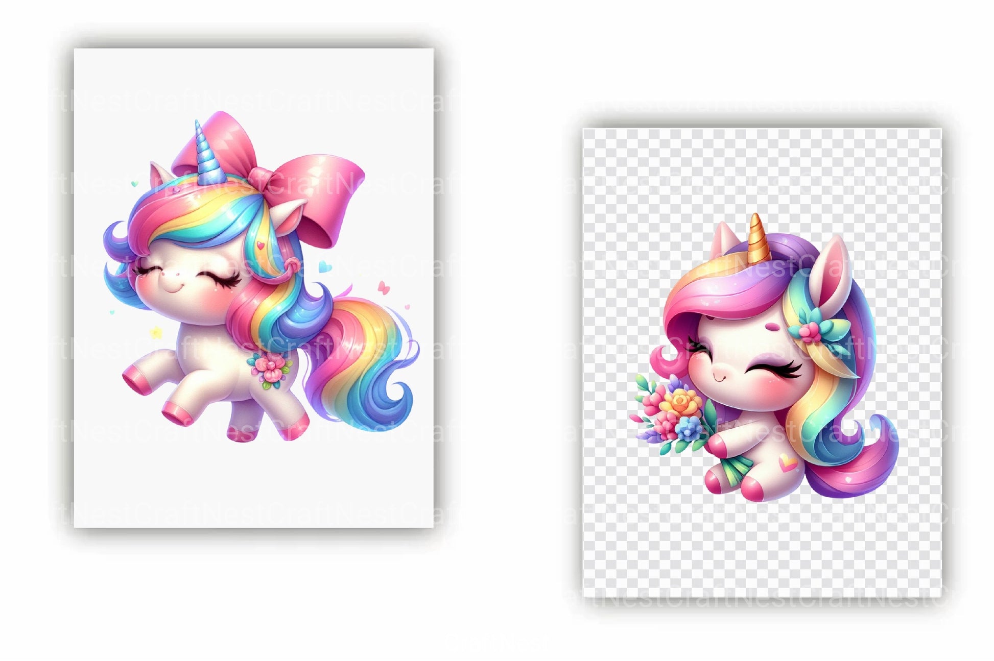 Little Unicorn Girls Clipart Bundle 77 - CraftNest - Digital Crafting and Art