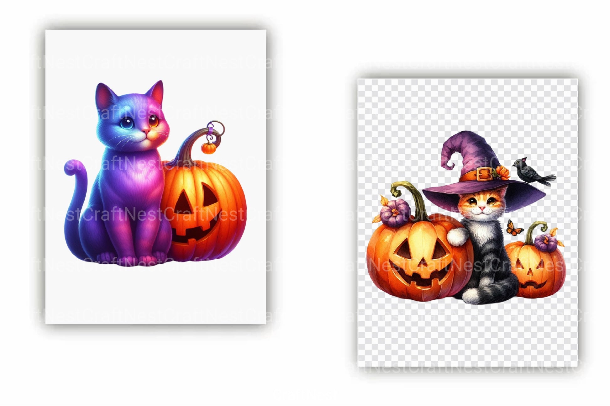 Halloween Black Cat & Pumpkin Clipart Bundle 99 - CraftNest - Digital Crafting and Art