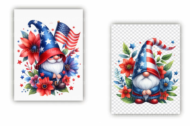 4th of July Gnome Clipart Bundle 1 - CraftNest - Digital Crafting and Art