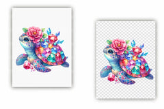 Gem Sea Turtle Mom and Baby Clipart Bundle 1 - CraftNest - Digital Crafting and Art