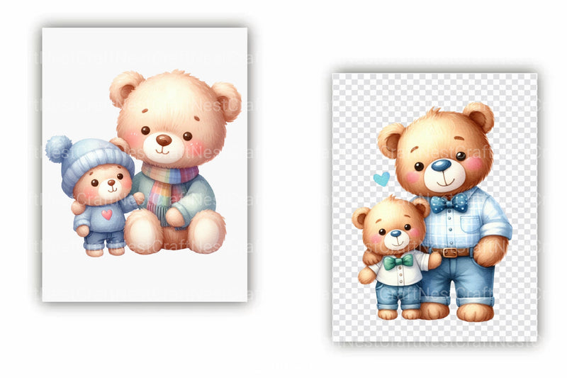 Father and Son Teddy Bear Clipart Bundle 99 - CraftNest - Digital Crafting and Art