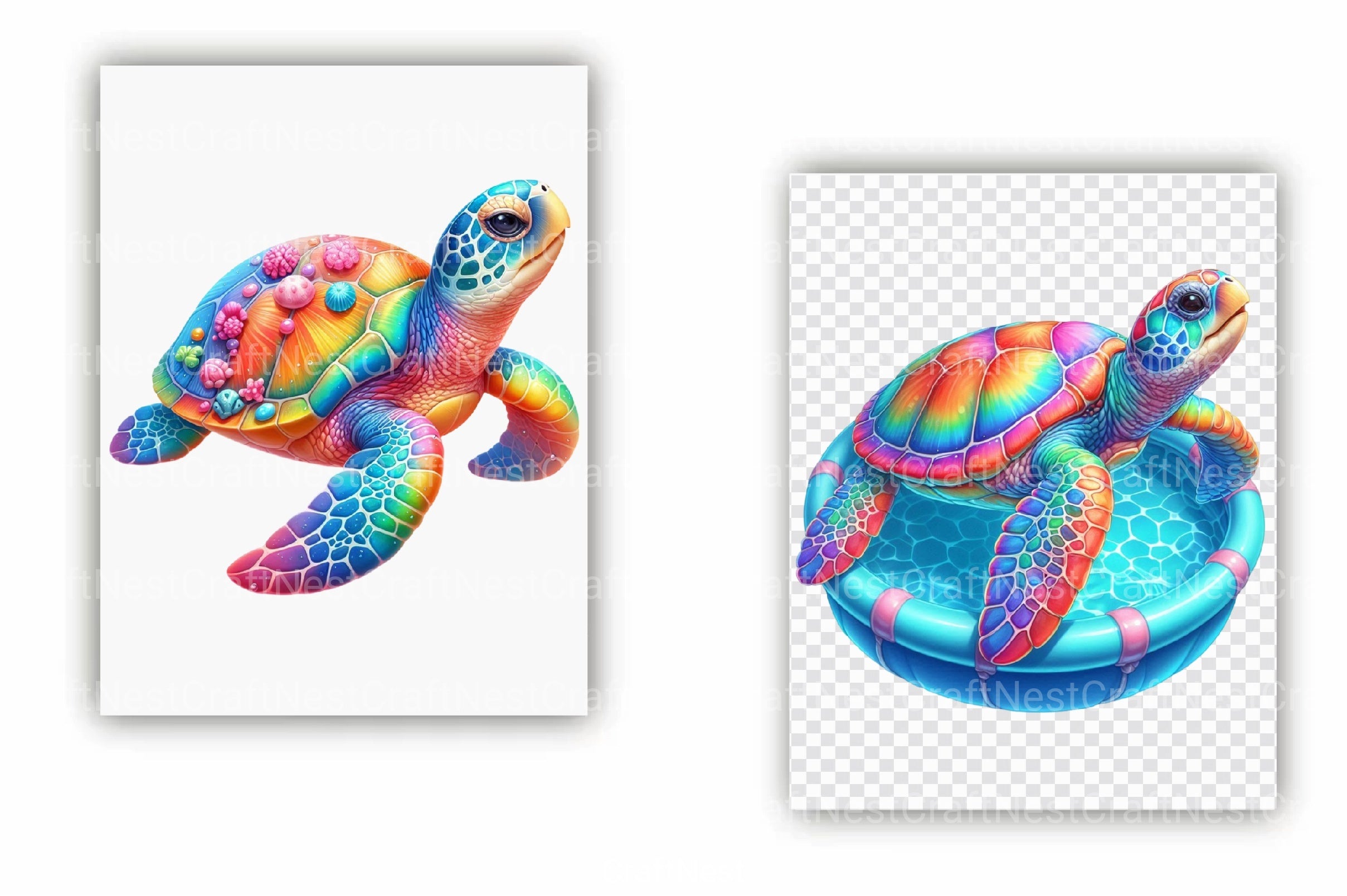 Sea Turtle Pool Party Clipart Bundle - CraftNest - Digital Crafting and Art