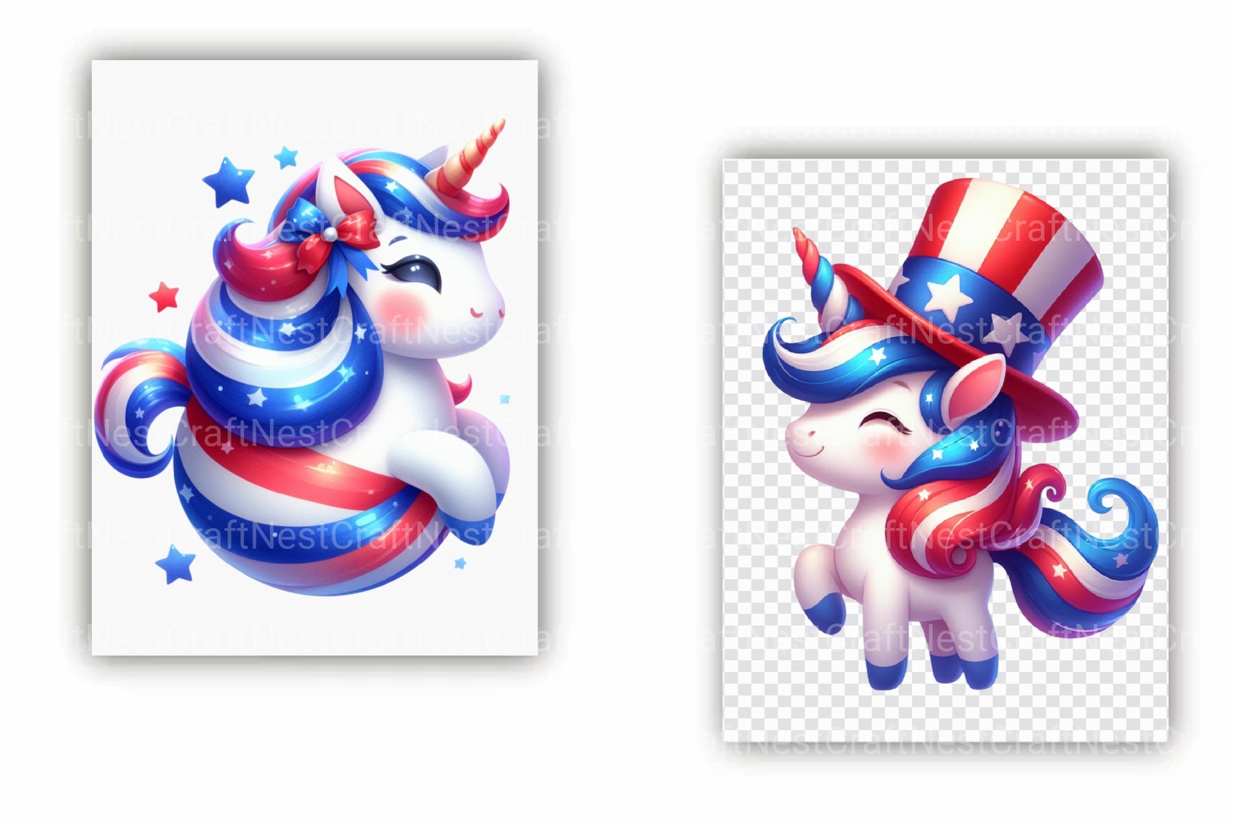 Cute Patriotic Unicorn Clipart Bundle 2 - CraftNest - Digital Crafting and Art