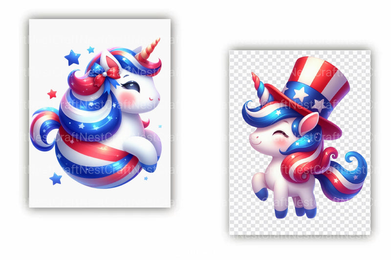 Cute Patriotic Unicorn Clipart Bundle 2 - CraftNest - Digital Crafting and Art
