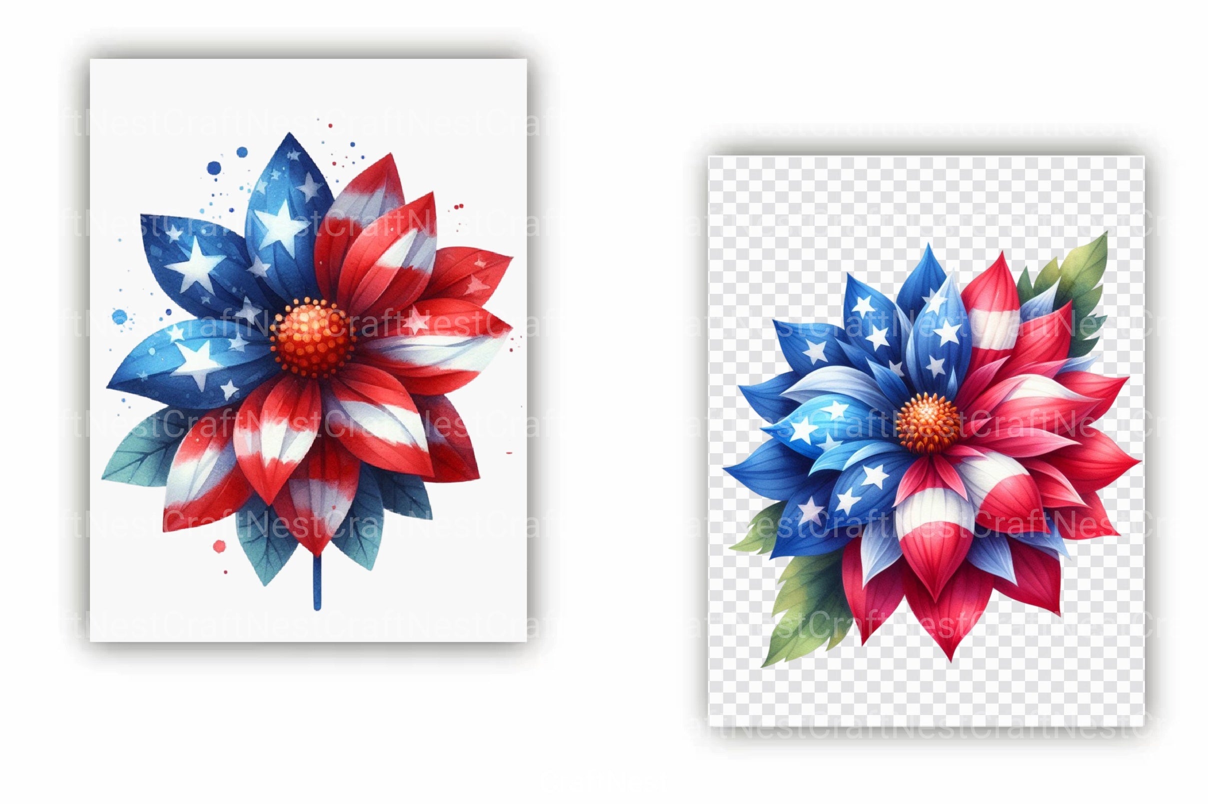 4th of July Flowers Clipart Bundle 1 - CraftNest - Digital Crafting and Art