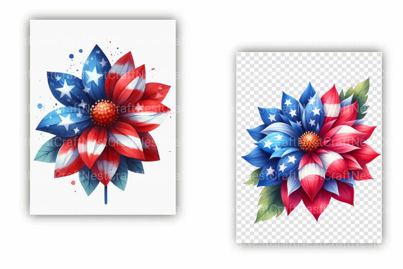 4th of July Flowers Clipart Bundle 1 - CraftNest - Digital Crafting and Art