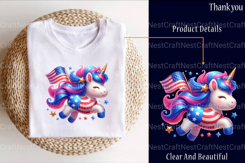 Cute Patriotic Unicorn Clipart Bundle 2 - CraftNest - Digital Crafting and Art