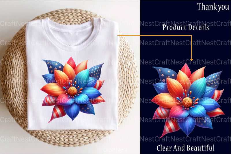 4th of July Flowers Clipart Bundle 1 - CraftNest - Digital Crafting and Art