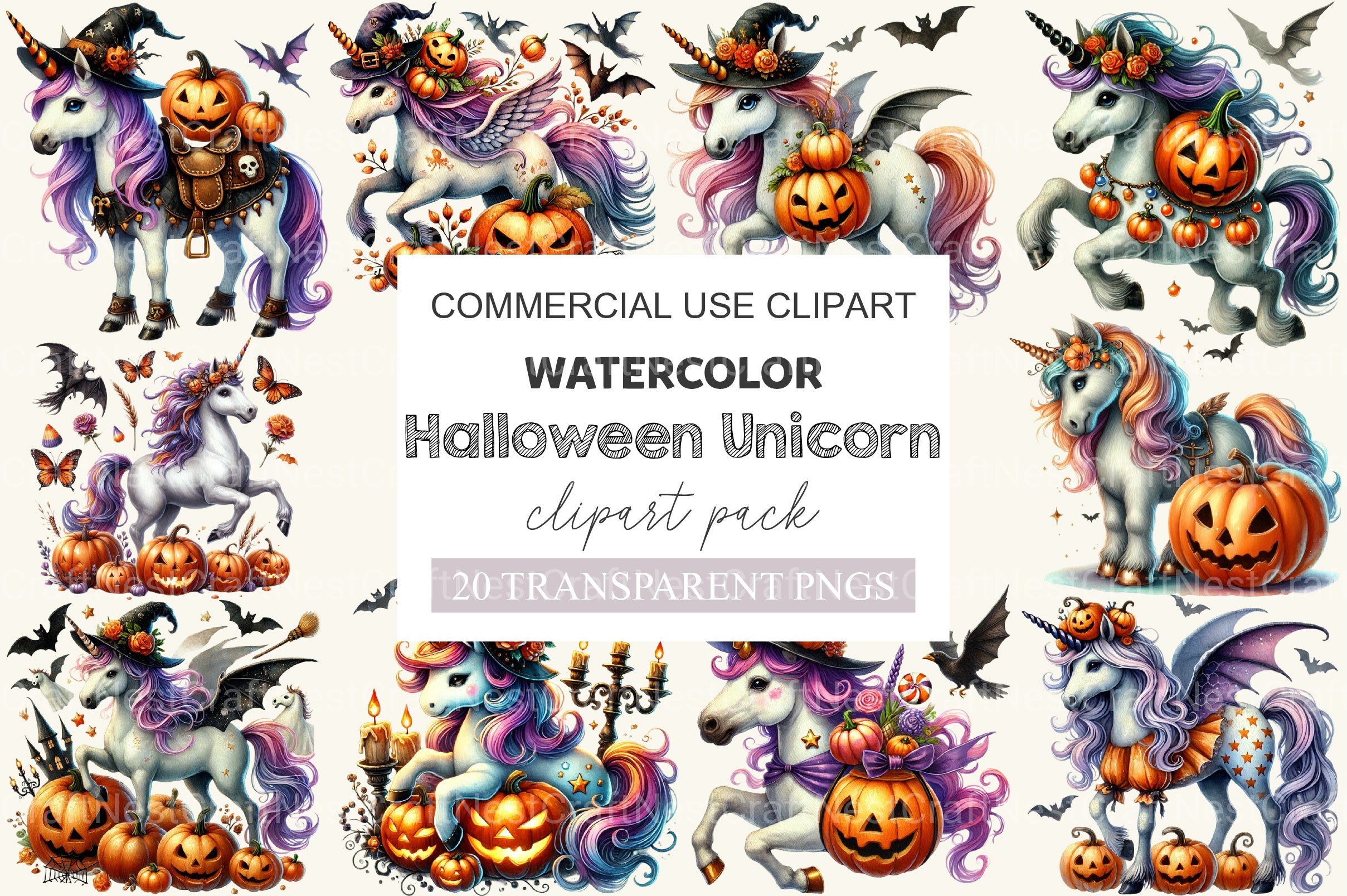 Halloween Unicorn Clipart Bundle 2 - CraftNest - Digital Crafting and Art
