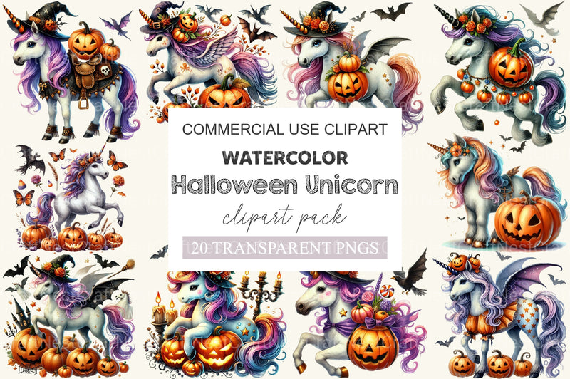 Halloween Unicorn Clipart Bundle 2 - CraftNest - Digital Crafting and Art