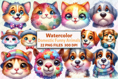 Funny Domestic Animals Face Clipart Bundle - CraftNest - Digital Crafting and Art