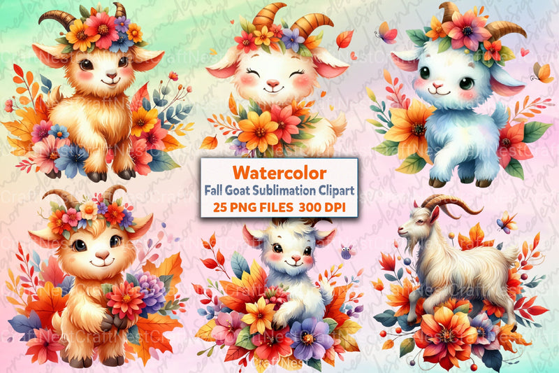 Fall Goat Clipart Bundle 4 - CraftNest - Digital Crafting and Art