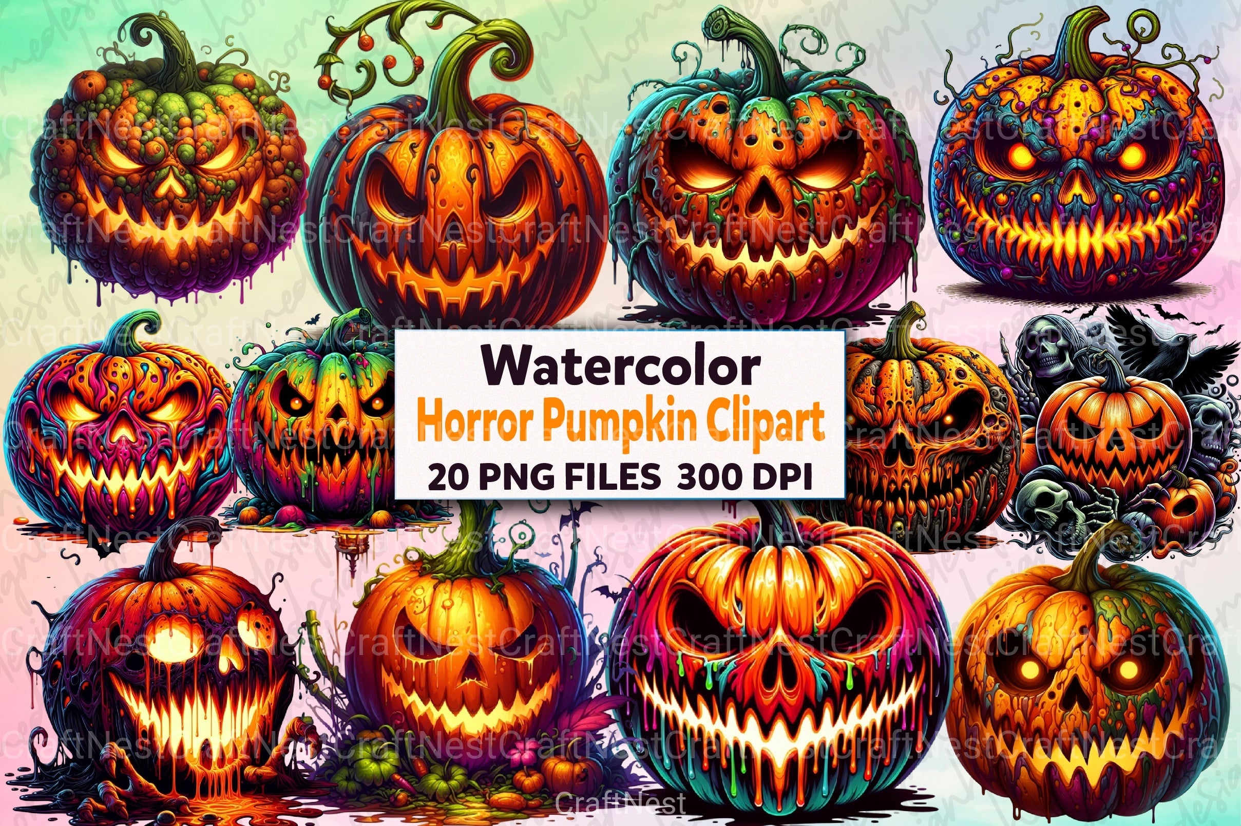 Horror Pumpkin Clipart Bundle 77 - CraftNest - Digital Crafting and Art