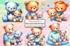 Father and Son Teddy Bear Clipart Bundle 99 - CraftNest - Digital Crafting and Art