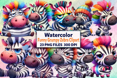 Grumpy Zebra Clipart Bundle - Funny Animal Graphics - CraftNest - Digital Crafting and Art