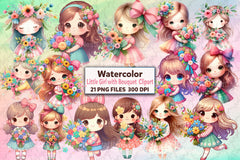Little Girl with Bouquet Clipart Bundle 99 - CraftNest - Digital Crafting and Art