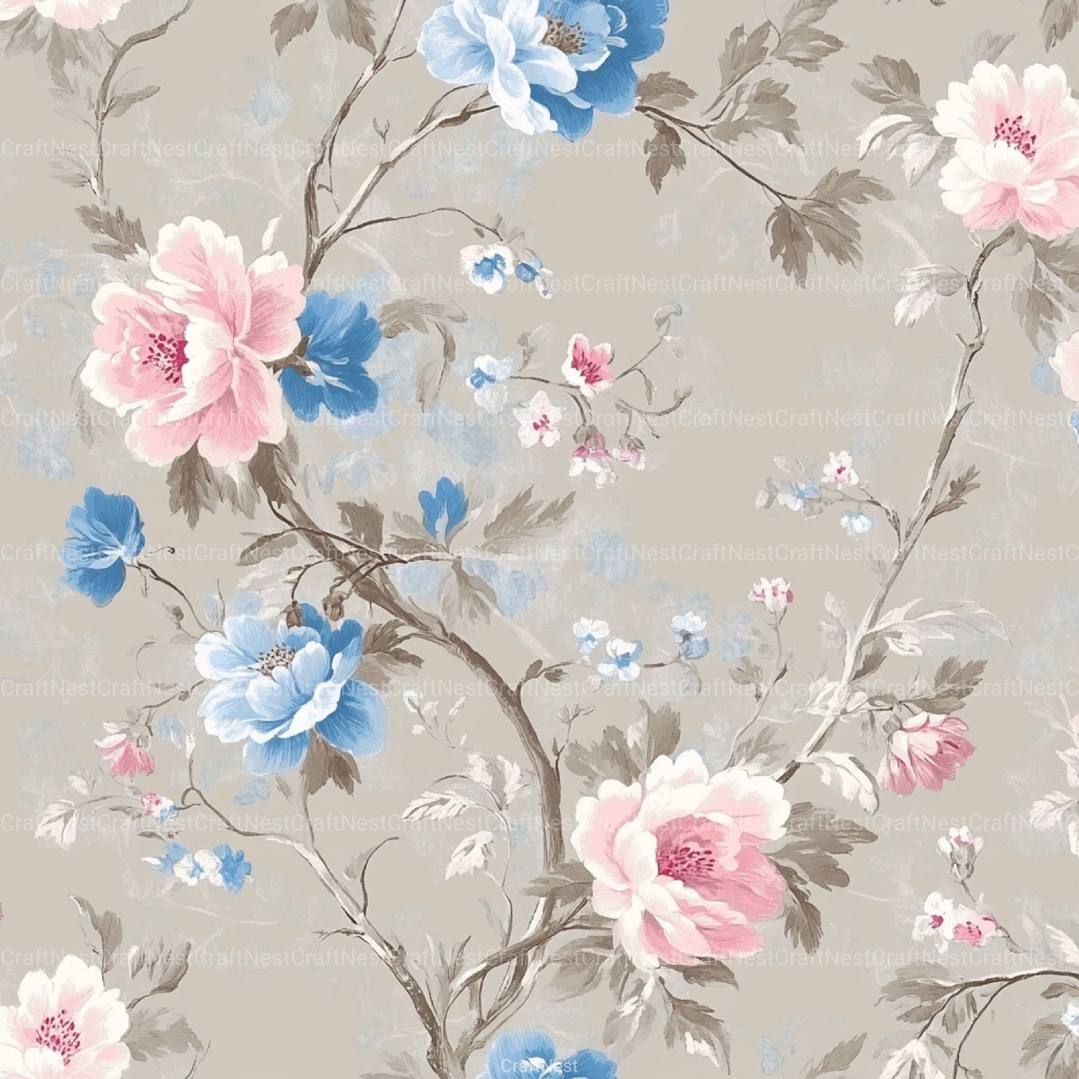 French Shabby Chic Pastel Flower Pattern Clipart Bundle 2 - CraftNest - Digital Crafting and Art