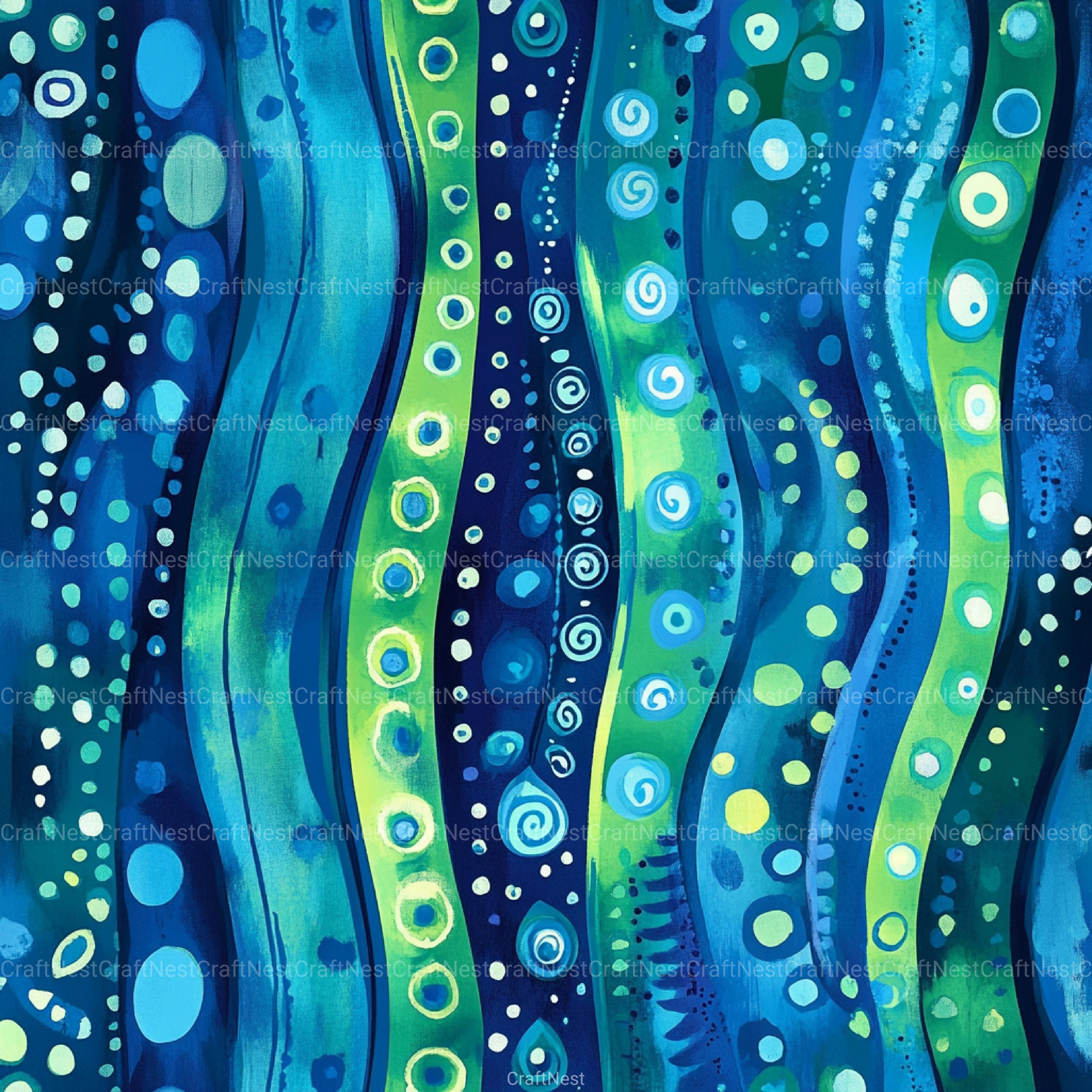 Boho Blue Green Patterns Clipart Bundle - CraftNest - Digital Crafting and Art