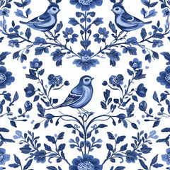 Blue Birds & Flowers Chinoiserie Pattern Clipart Bundle - CraftNest - Digital Crafting and Art
