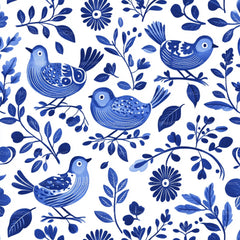Blue Birds & Flowers Chinoiserie Pattern Clipart Bundle - CraftNest - Digital Crafting and Art
