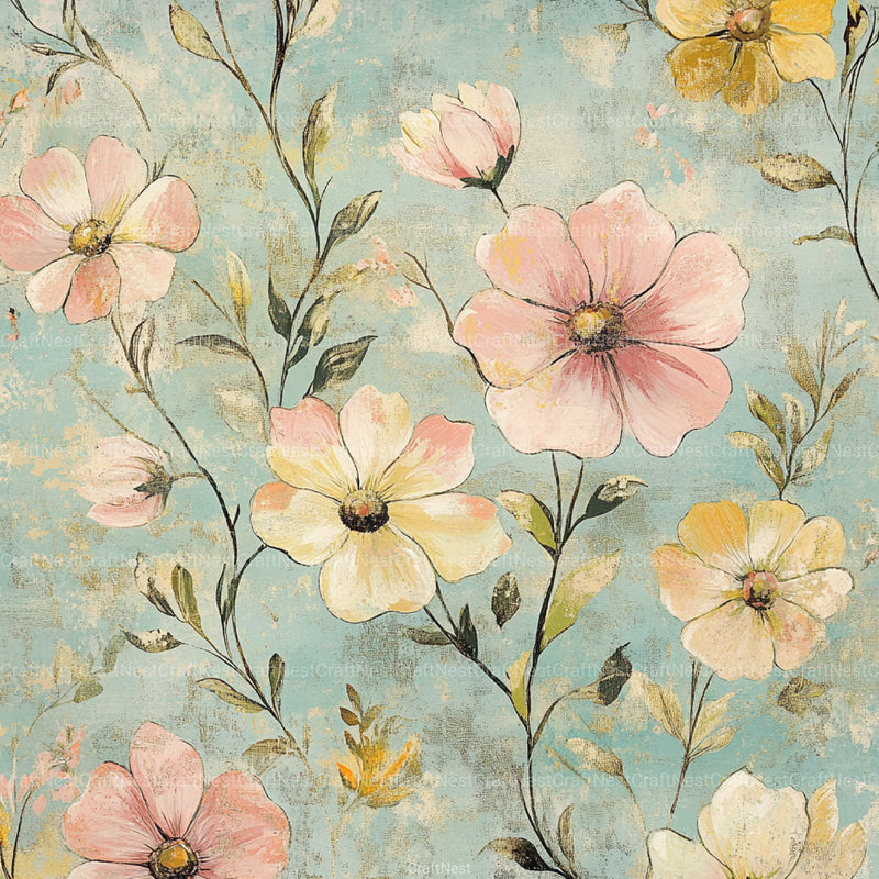 French Shabby Chic Pastel Flower Pattern Clipart Bundle 2 - CraftNest - Digital Crafting and Art