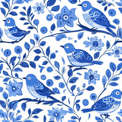 Blue Birds & Flowers Chinoiserie Pattern Clipart Bundle - CraftNest - Digital Crafting and Art
