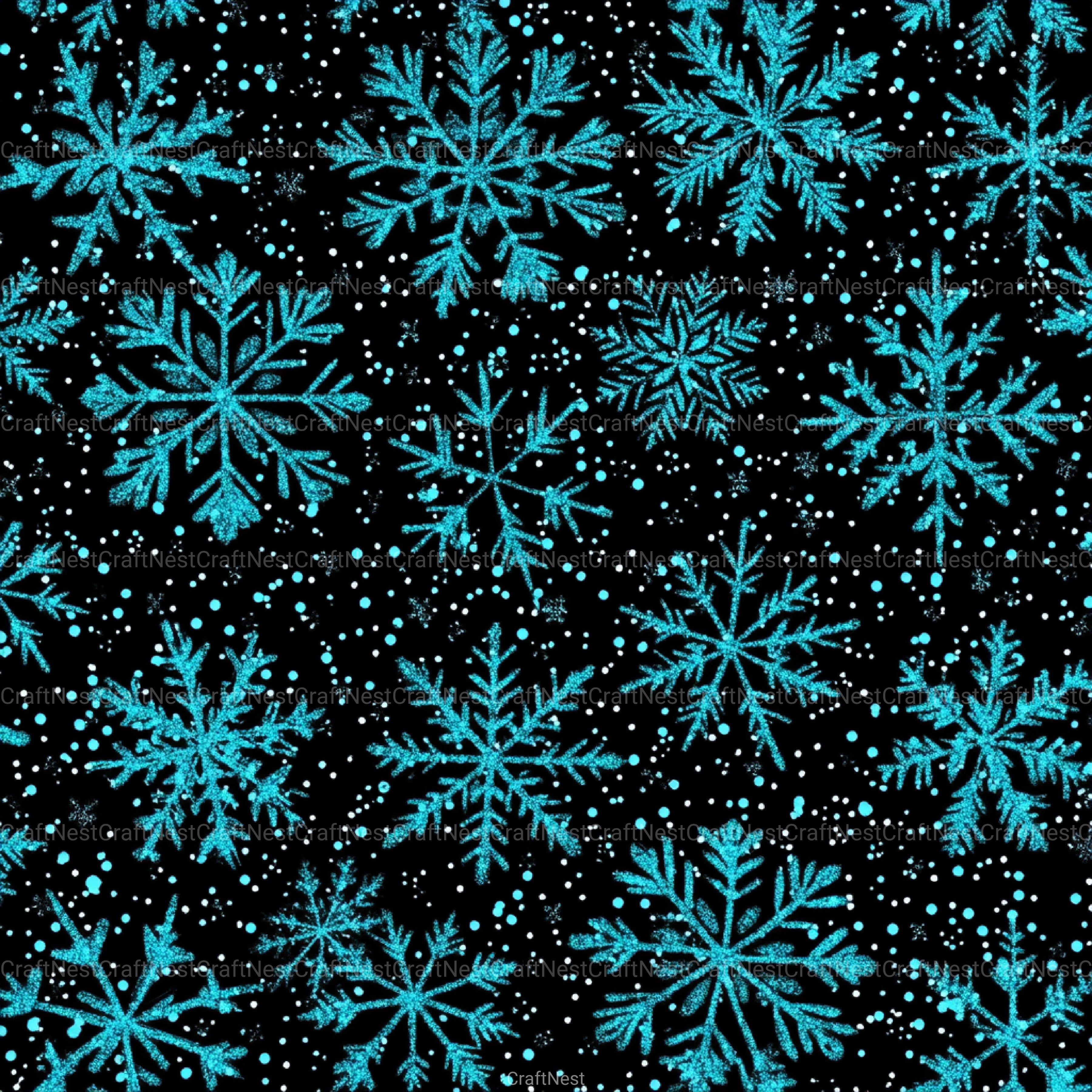 Blue Glitter Snowflakes Winter Pattern Clipart Bundle - CraftNest - Digital Crafting and Art