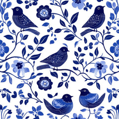 Blue Birds & Flowers Chinoiserie Pattern Clipart Bundle - CraftNest - Digital Crafting and Art