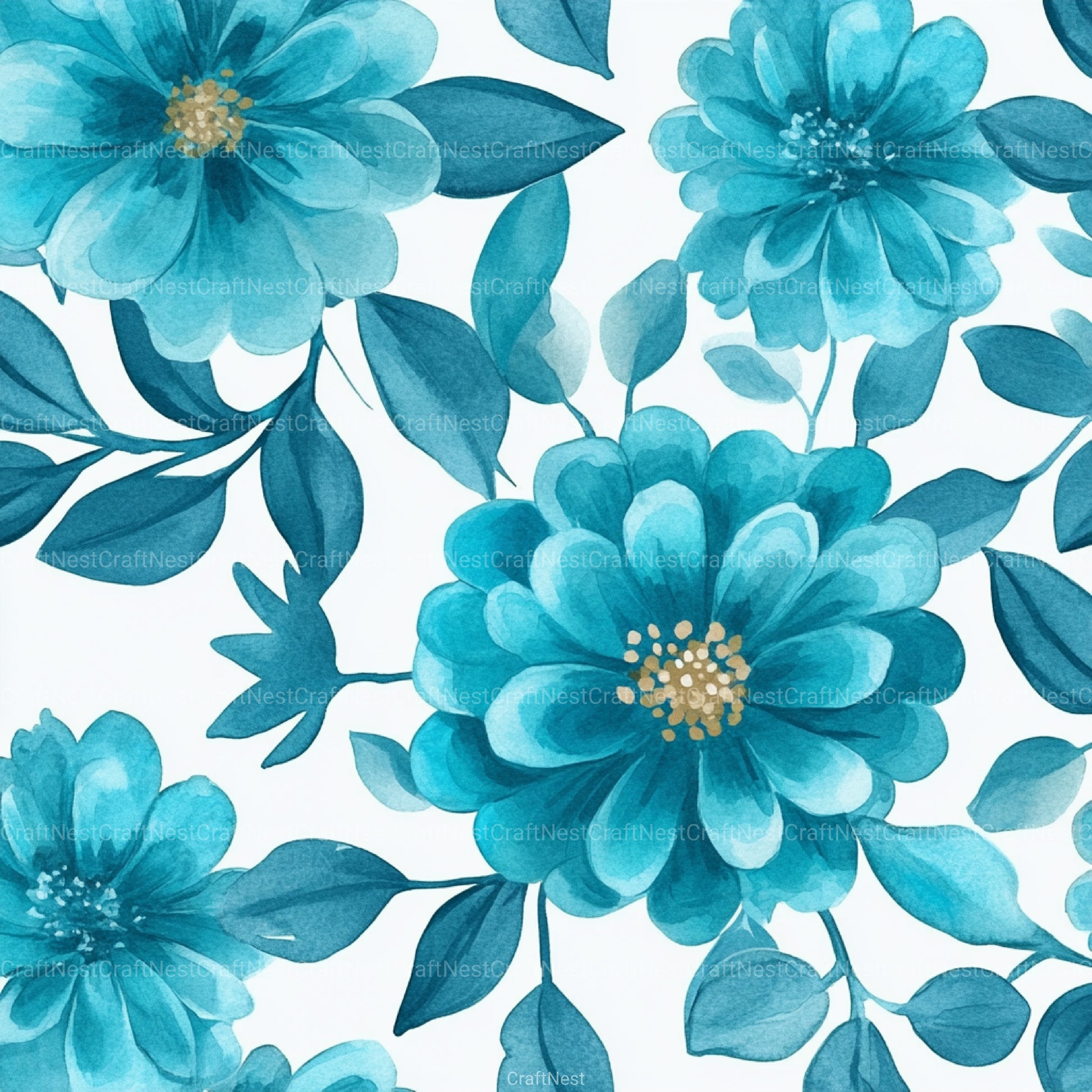 Navy Blue Yellow Cottage Flowers Pattern Clipart Bundle - CraftNest - Digital Crafting and Art