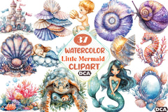 Little Mermaid Under The Sea Clipart Bundle 3 - CraftNest - Digital Crafting and Art