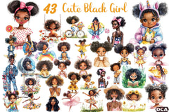 Cute Black Girl Clipart Bundle 99 - CraftNest - Digital Crafting and Art