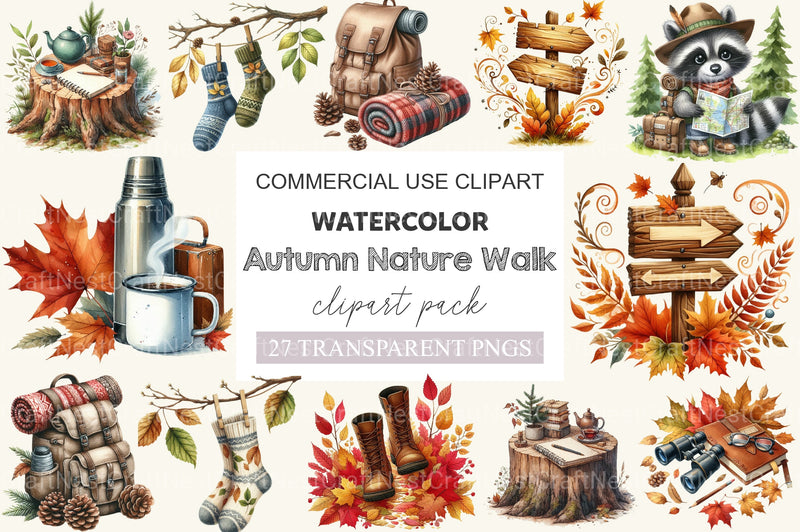 Autumn Nature Walk Clipart Bundle 2 - CraftNest - Digital Crafting and Art