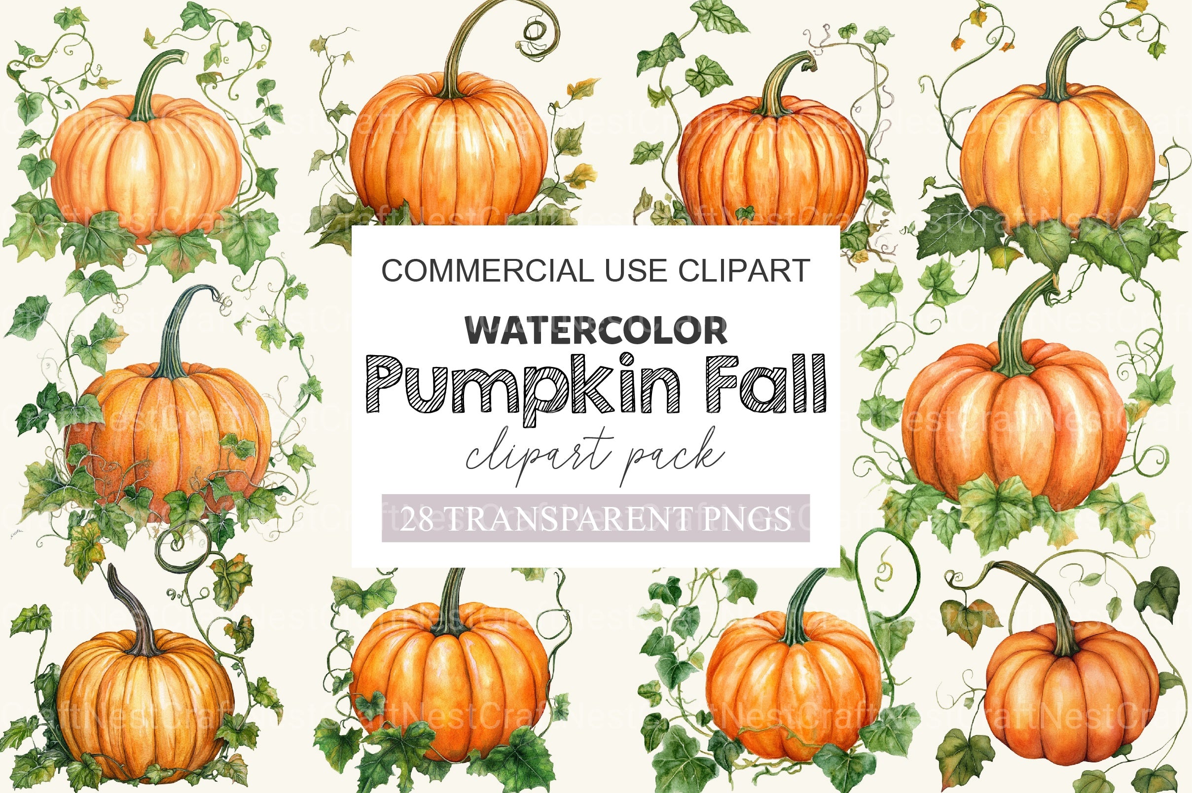 Pumpkin Fall Clipart Bundle - CraftNest - Digital Crafting and Art