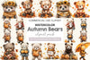 Cute Cartoon Autumn Bears Clipart Bundle