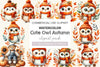 Cute Owl Autumn Clipart Bundle