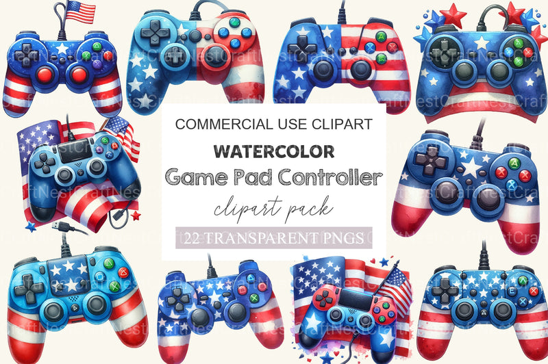 Game Pad Controller 4th Of July Clipart Bundle - CraftNest - Digital Crafting and Art